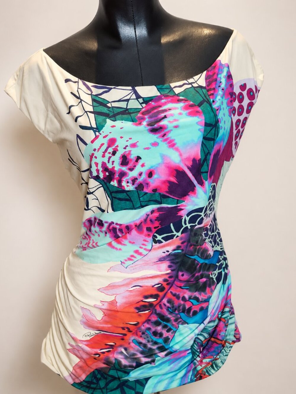Roberto Cavalli Firenze Butterfly Print Cutout Back Top Size 46 / US 10 - Picture 2 of 7